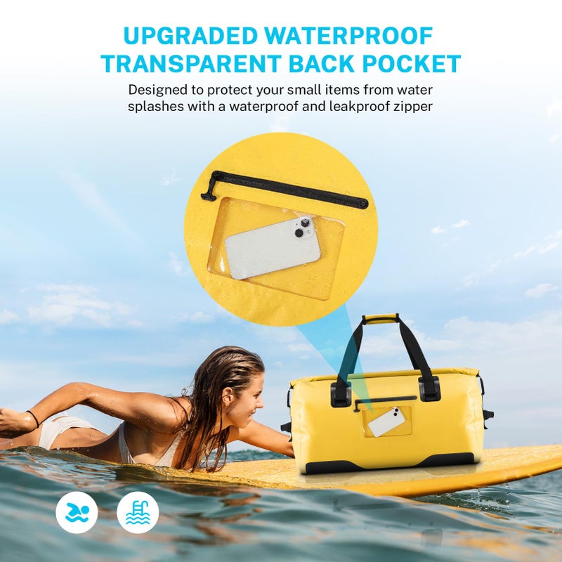 Gonex 60L Extra Large Waterproof Duffle Travel Dry Duffel Bag Heavy Duty Bag with Durable Straps & Handles for Kayaking Paddleboarding Boating Rafting Fishing Yellow - Image 3